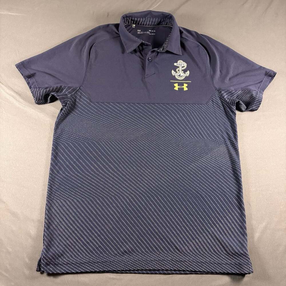 Under Armour US Naval Academy Polo Mens Size M Navy Blue Golf Shirt